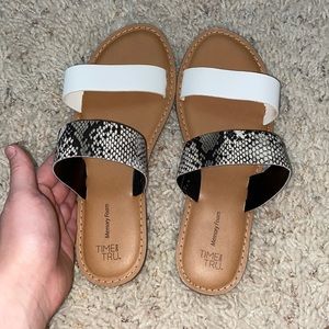 Time and Tru Snake Skin Sandals